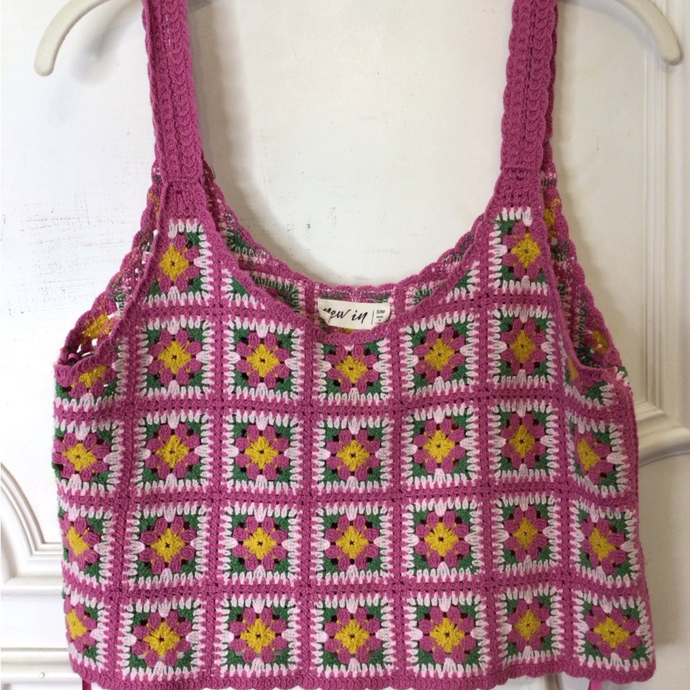 Pink Crochet Tank Top Size M